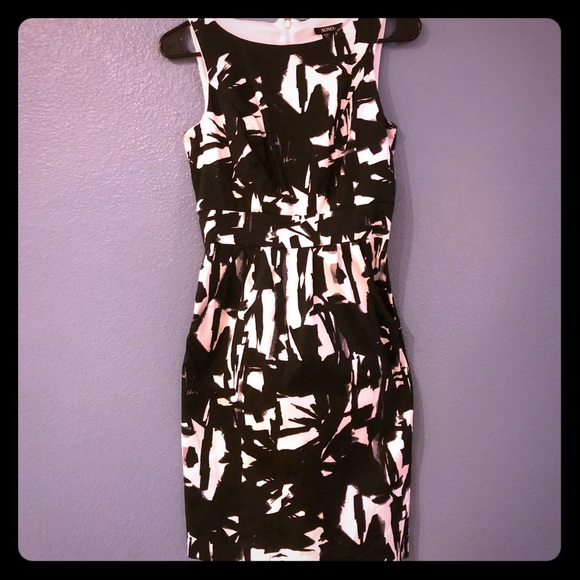 XOXO Dress Black White  sheath floral pockets 3 - Picture 1 of 8